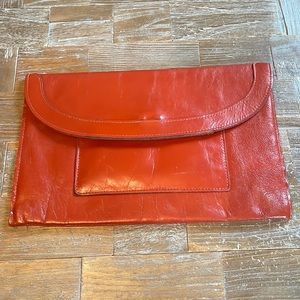 Vintage Teek Orr Rust Oxblood Leather Envelope Clutch🖤